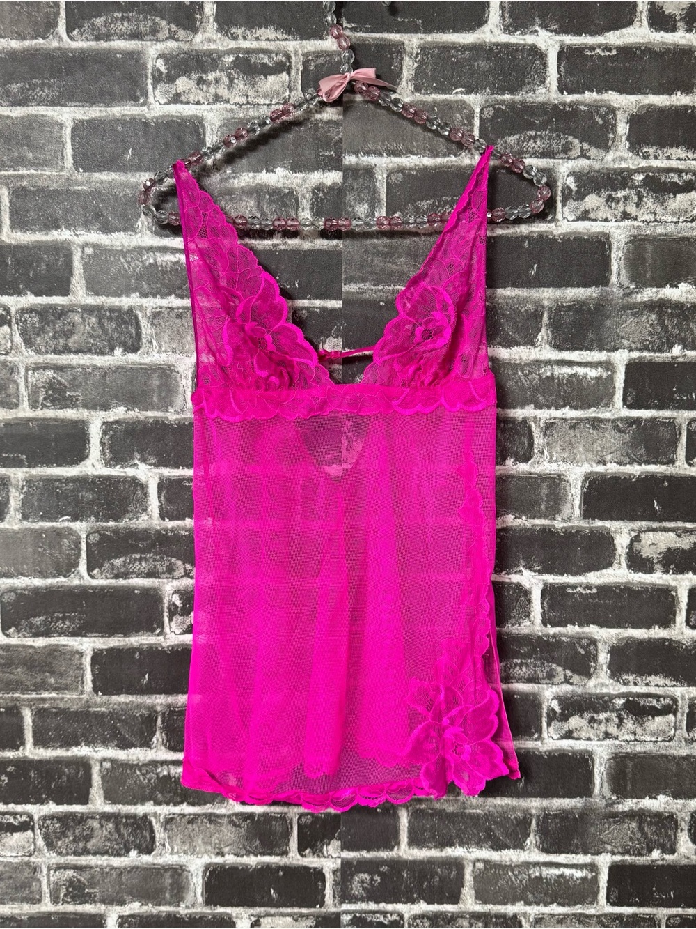 Victoria’s Secret lace cami top hot pink lingerie